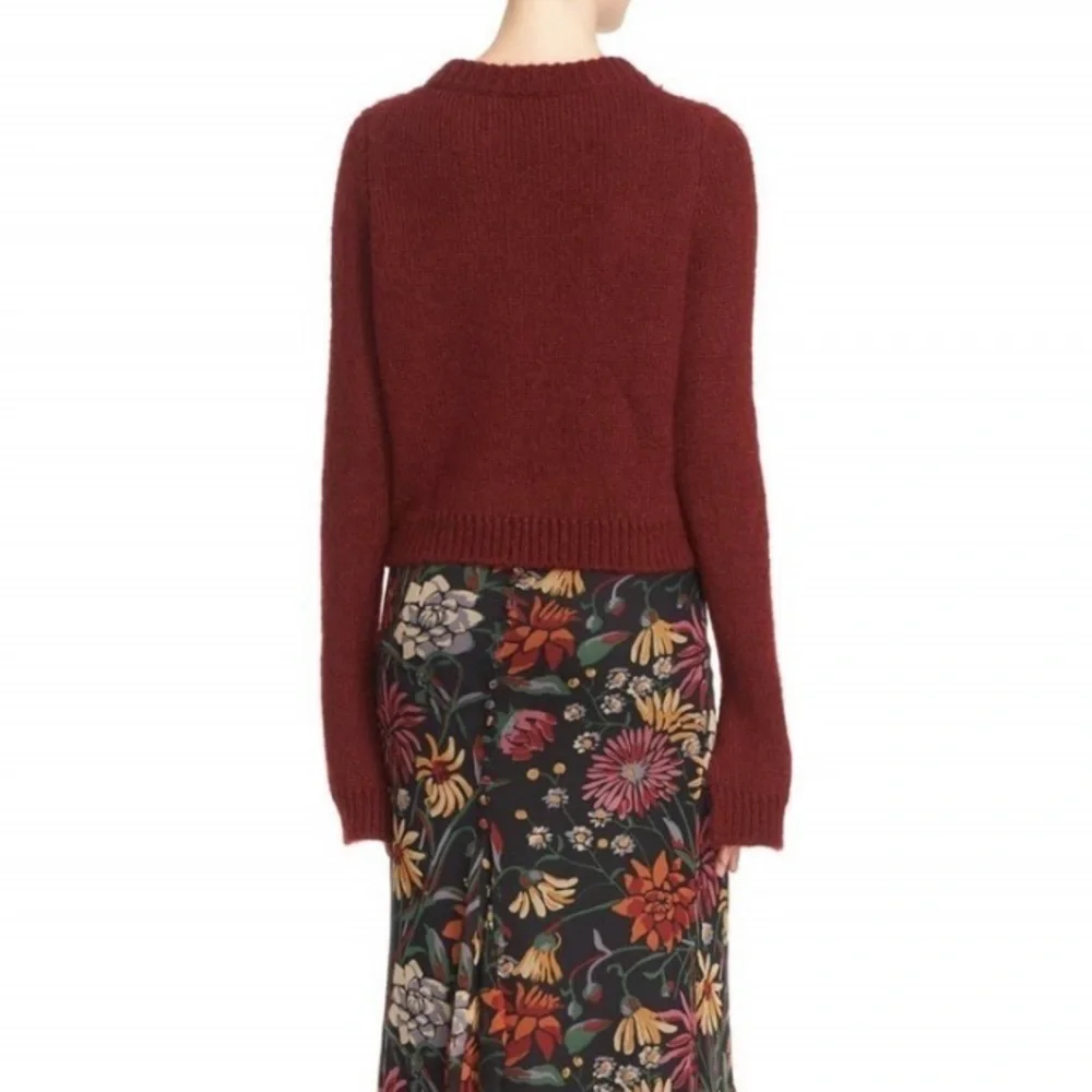 Cinq a Sept Issa Mohair Pullover Slit Cuff Sweater Pomegranate Red Medium